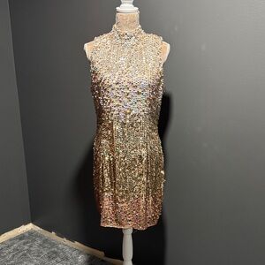 French Connection Gold Sequin Mini Dress
